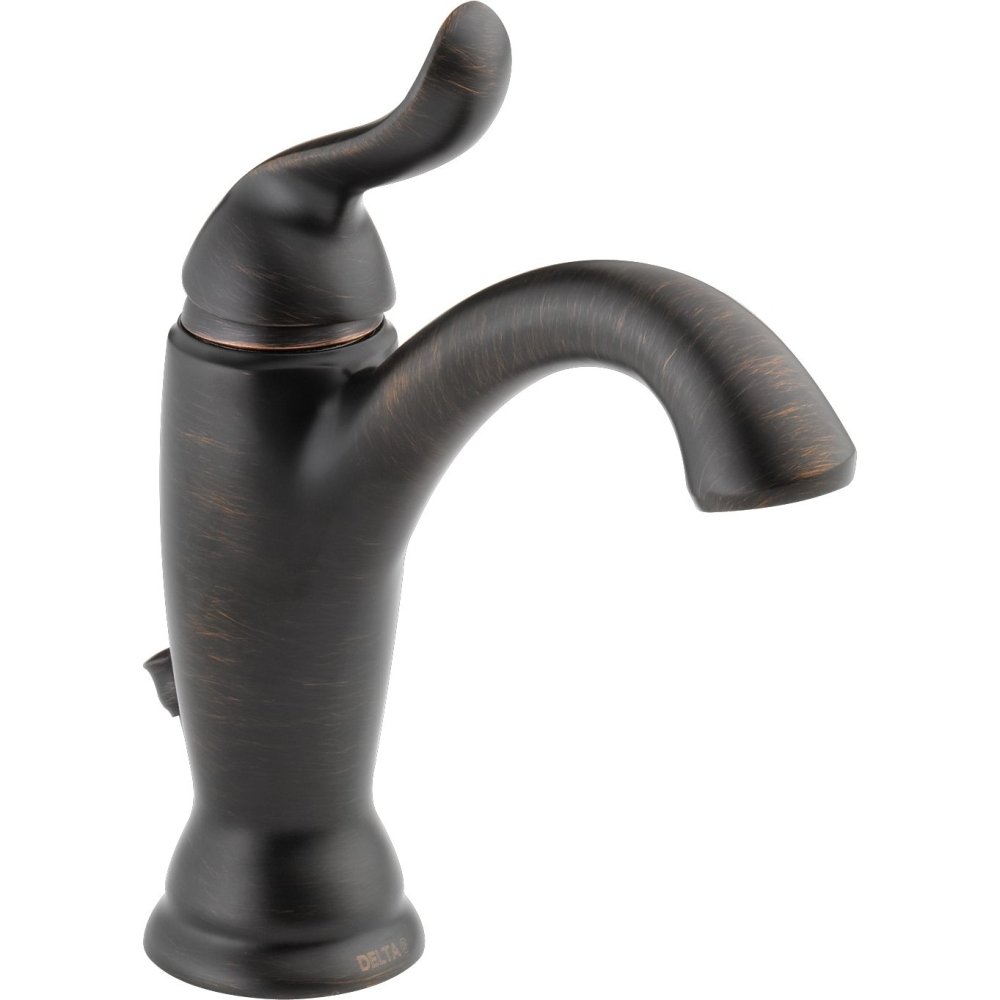 Delta Faucet Linden Single Hole Bathroom Faucet - Venetian Bronze 594-RBMPU-DST with Diamond Seal Technology & Metal Drain Assembly - Perfect for Bathroom Vanities, Powder Rooms & Guest Baths