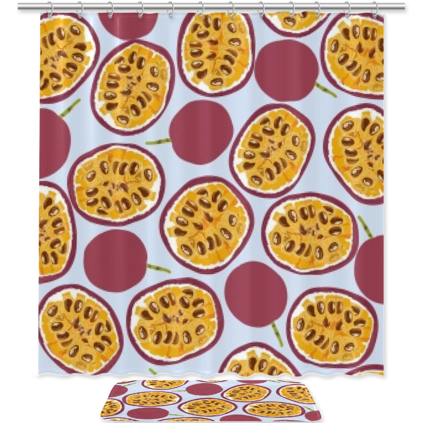 Premium Set of 2 Waterproof Shower Curtain & Bath Mat - 70.8