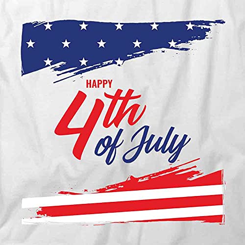 Happy 4th of July T-Shirt - Patriotic American Flag Graphic Tee for Men & Women | Comfortable Cotton White Printed T-Shirts | Perfect for Independence Day Celebrations, BBQ Parties & Fireworks Events