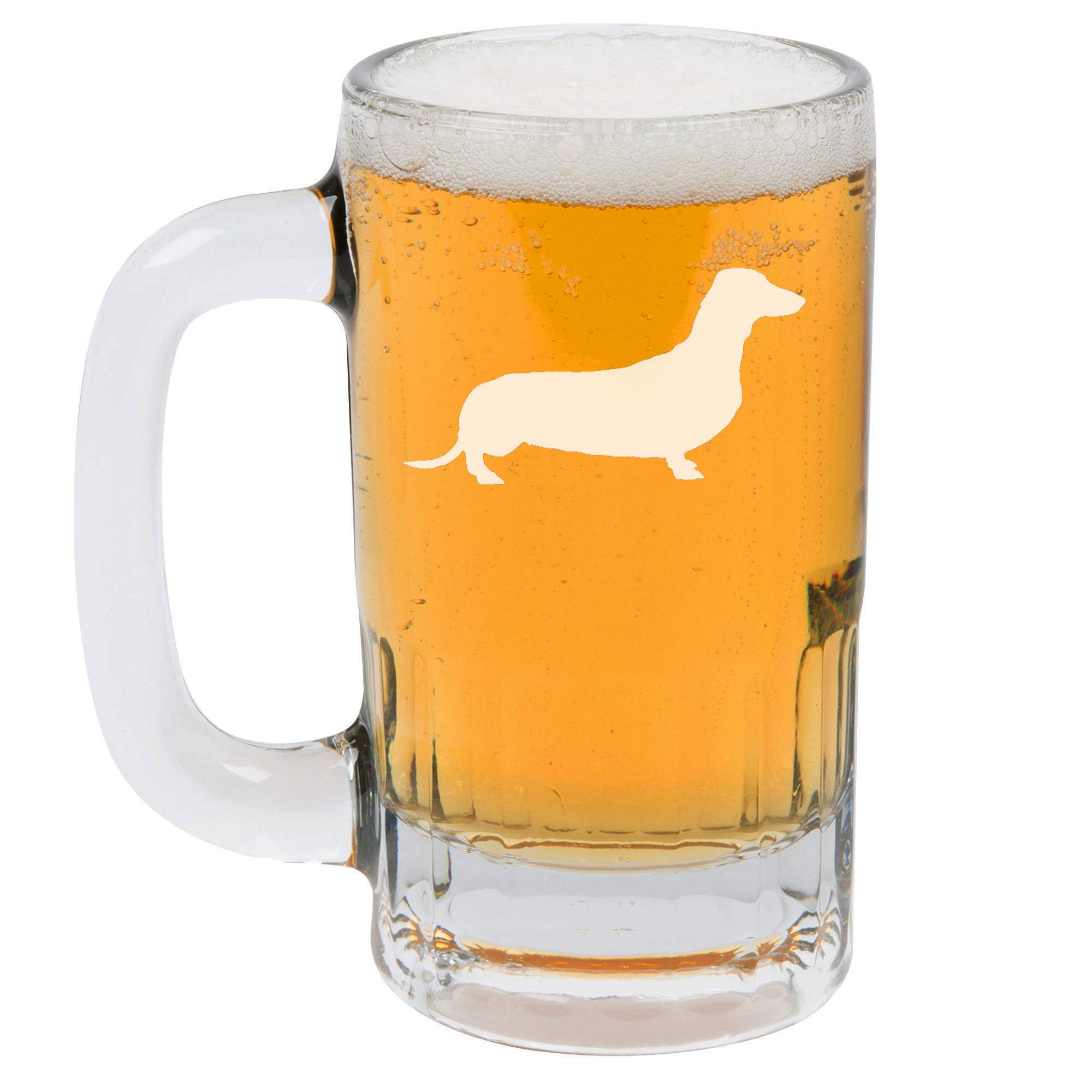 12oz Beer Mug Stein Glass with Dachshund Design - Perfect for Oktoberfest, Home Bars, and Gift Giving
