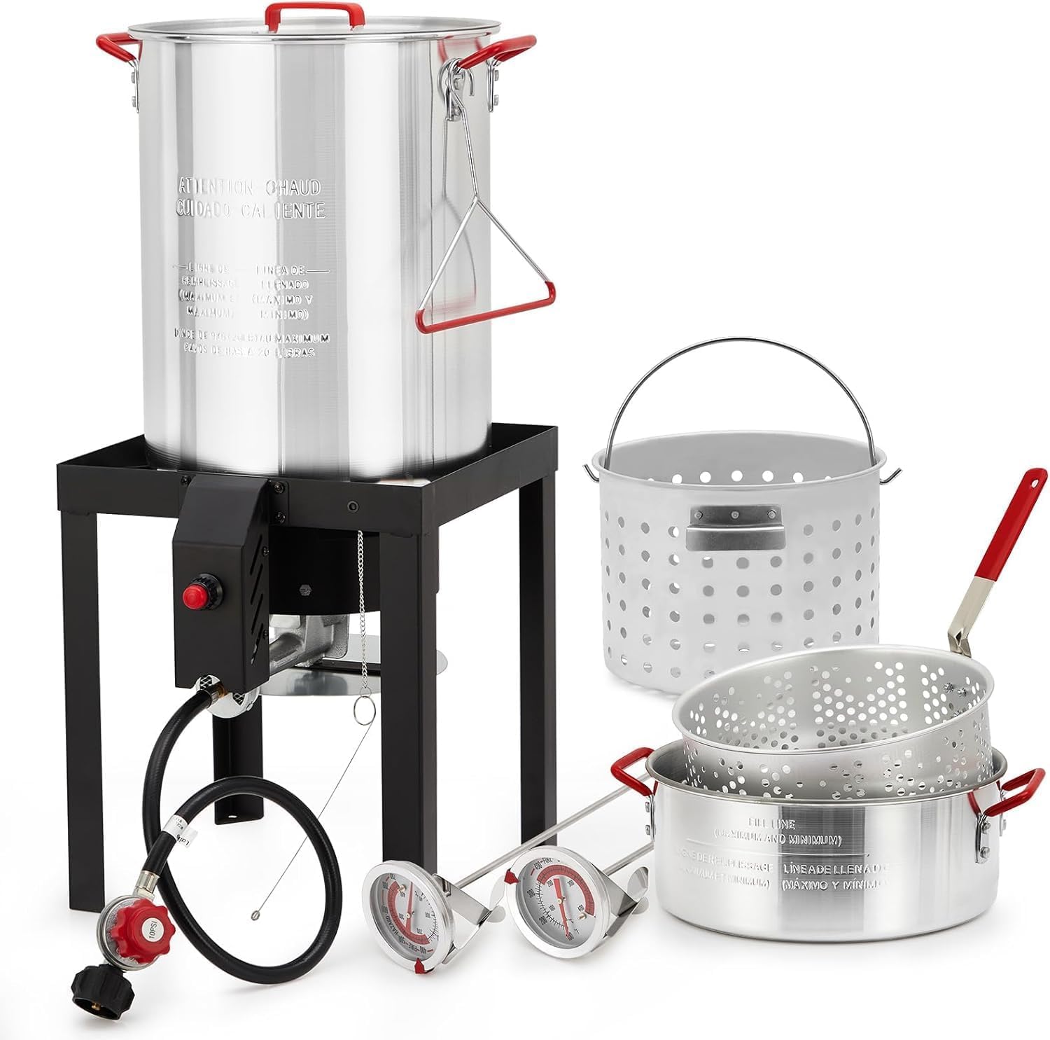 Garvee 30 QT Turkey Deep Fryer & 10 QT Fish Fryer Cooker Set - 38,000 BTU Outdoor Propane Aluminum Crawfish Boiler with Adjustable 0-10 PSI Regulator & Stand - Perfect for Thanksgiving Turkey, Seafood Boils, Fish Frying & Outdoor Cooking