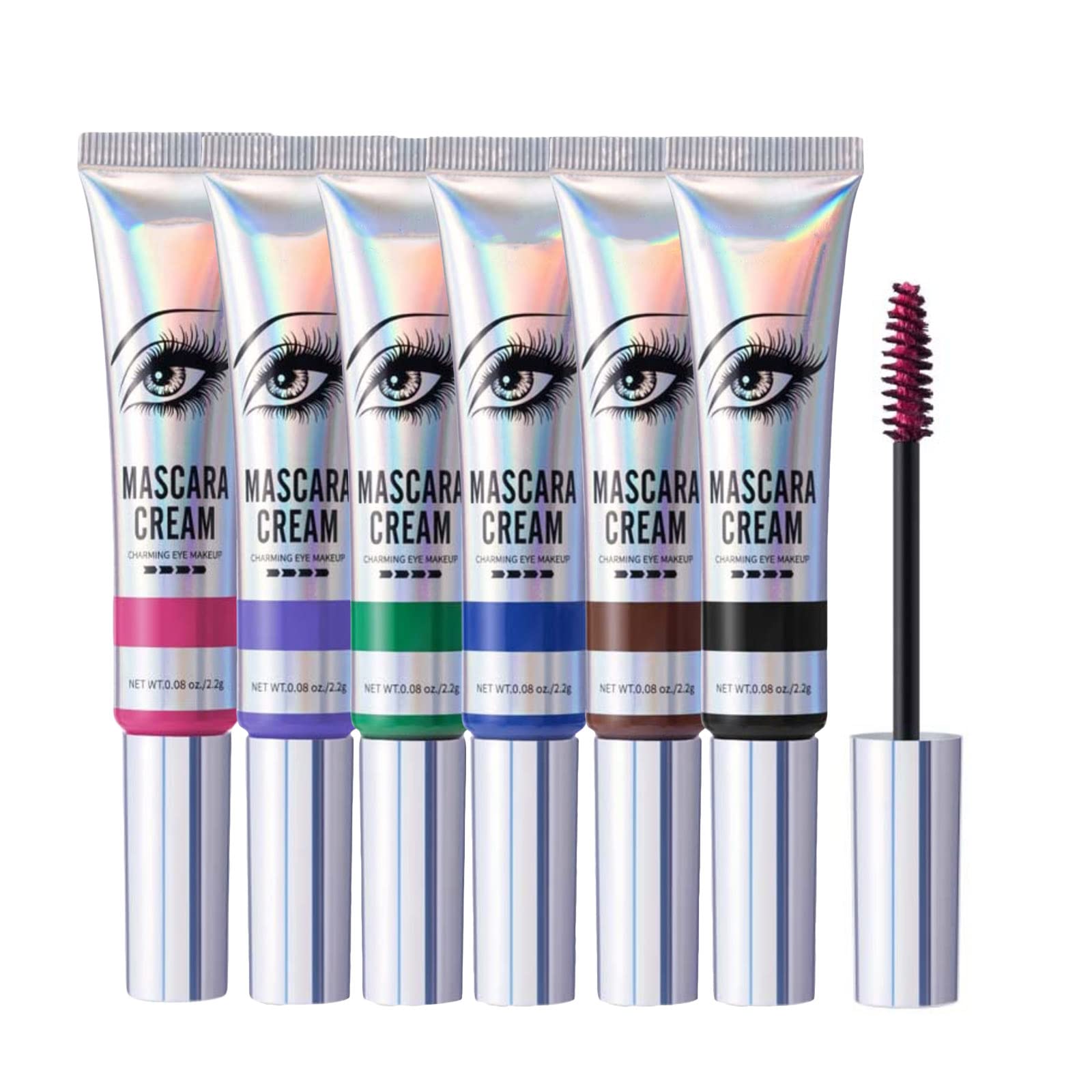 RoseFlower 3D Fiber Lash Mascara Set - Black, Blue, Green & Purple Waterproof Lengthening Mascara | Non-Clumping, Volumizing for Dramatic Eye Looks | Perfect for Parties, Halloween & Creative Makeup