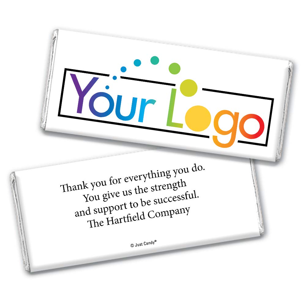 50 Pcs Custom Chocolate Bars with Logo - Bulk Personalized Candy Promotional Products for Weddings, Corporate Events & Branding Gifts