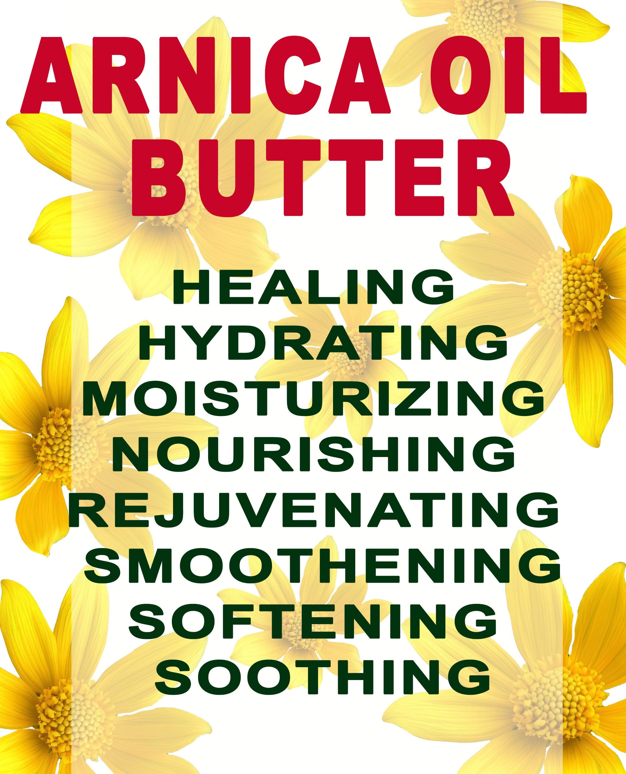 100% Natural Arnica Oil Butter with Shea Butter - Arnica Montana Moisturizer for Face, Skin, Body, Hair & Nails | 8 Fl.oz (240ml) | Deep Hydration & Nourishing Care | Perfect for Dry Skin, Massage & After-Sun Treatment