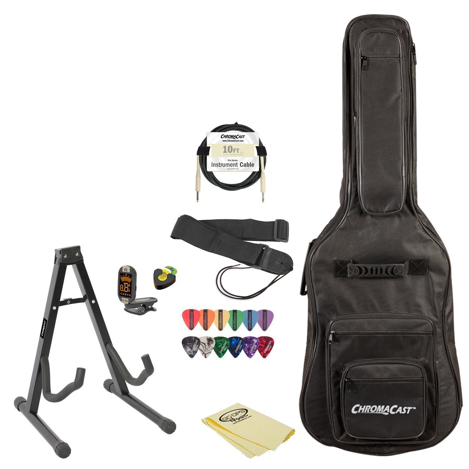 Complete Electric Guitar Accessory Kit with Gig Bag, Stand, Strap, Cable, Tuner, Picks & More - Perfect for Beginners, Practice & Live Performances