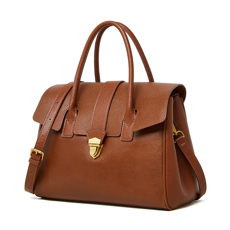 Stylish Leather Flap Work Bag for Women - Professional Office Tote with Multiple Pockets - Perfect for Business, Commuting & Travel