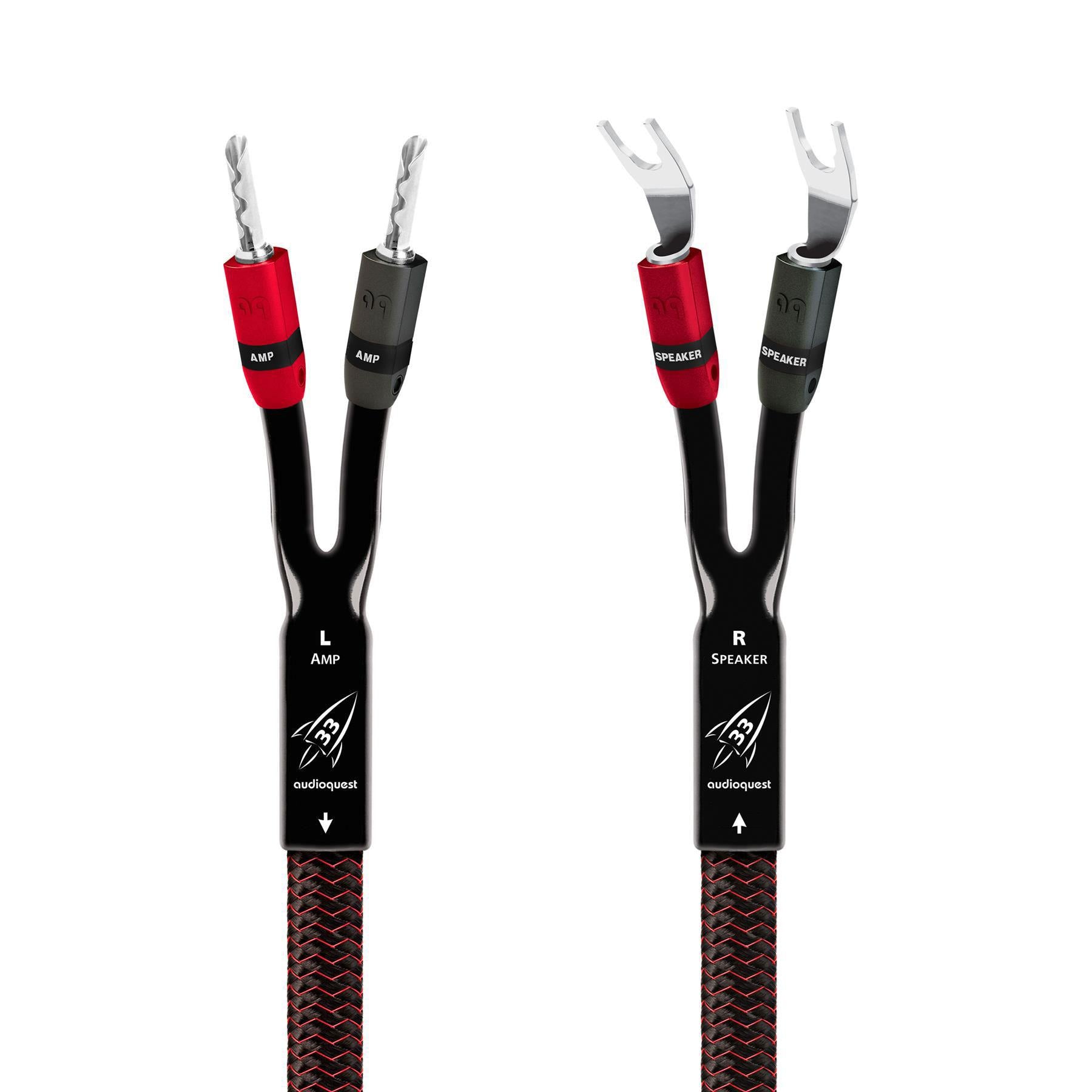 AudioQuest Rocket 33 High-Performance Speaker Cables - Premium Oxygen-Free Copper for Crystal Clear Audio - Perfect for Home Theater & Hi-Fi Sound Systems