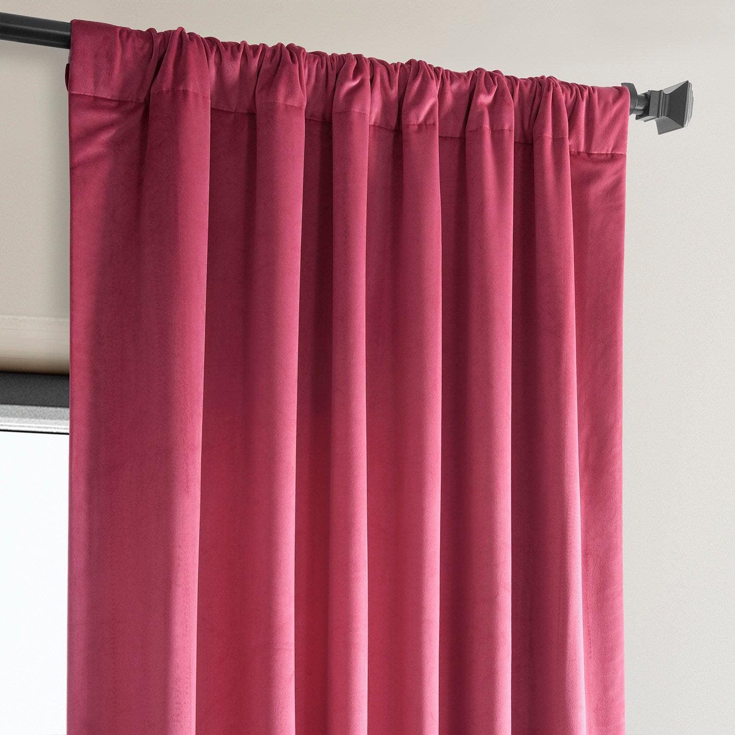Dark Pink Heritage Plush Velvet Blackout Curtains for Bedroom - Thermal Insulated Noise Reducing Window Drapes for Living Room & Nursery