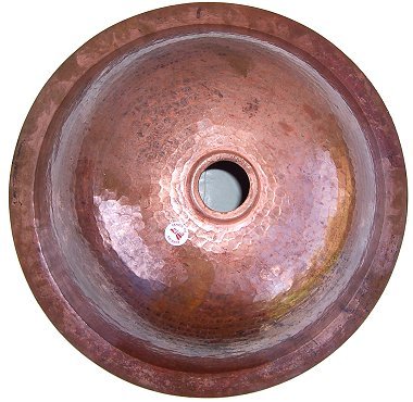 Handcrafted Undermount Hammered Round Copper Sink for Bathroom - Natural Finish, Vintage Farmhouse Style - Perfect for Rustic, Modern, and Luxury Bathroom Designs