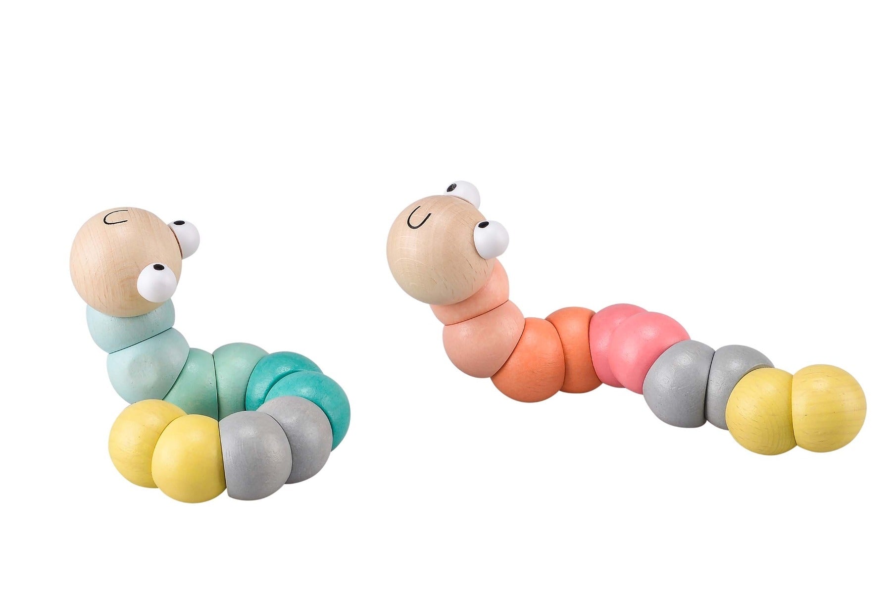 Pastel Wooden Wiggly Worms - Natural Wood Sensory Toys for Babies & Toddlers - Perfect for Montessori Learning, Teething Relief, and Early Childhood Development