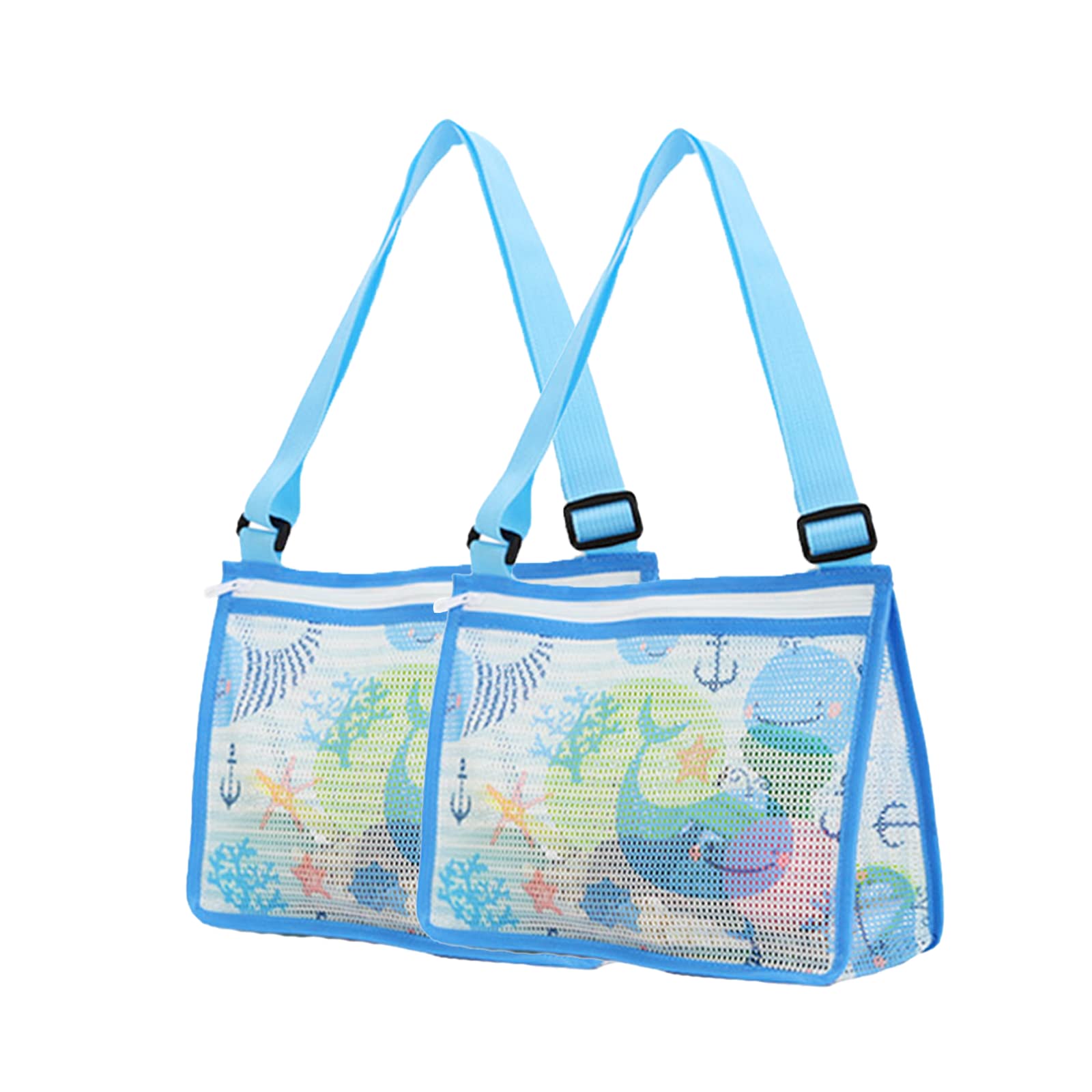 Septillar Kids Beach Toys Mesh Bag - Adjustable Straps & Zipper for Shell Collecting, Sand Toys Storage - Perfect for Beach Trips, Poolside Fun & Outdoor Adventures