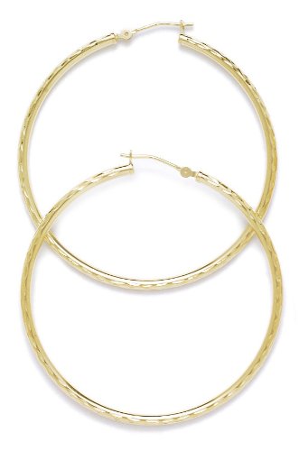 14K Yellow Gold 45mm Round Hoop Earrings for Women - Classic Dainty Everyday Jewelry - Perfect for Work, Date Night & Special Occasions