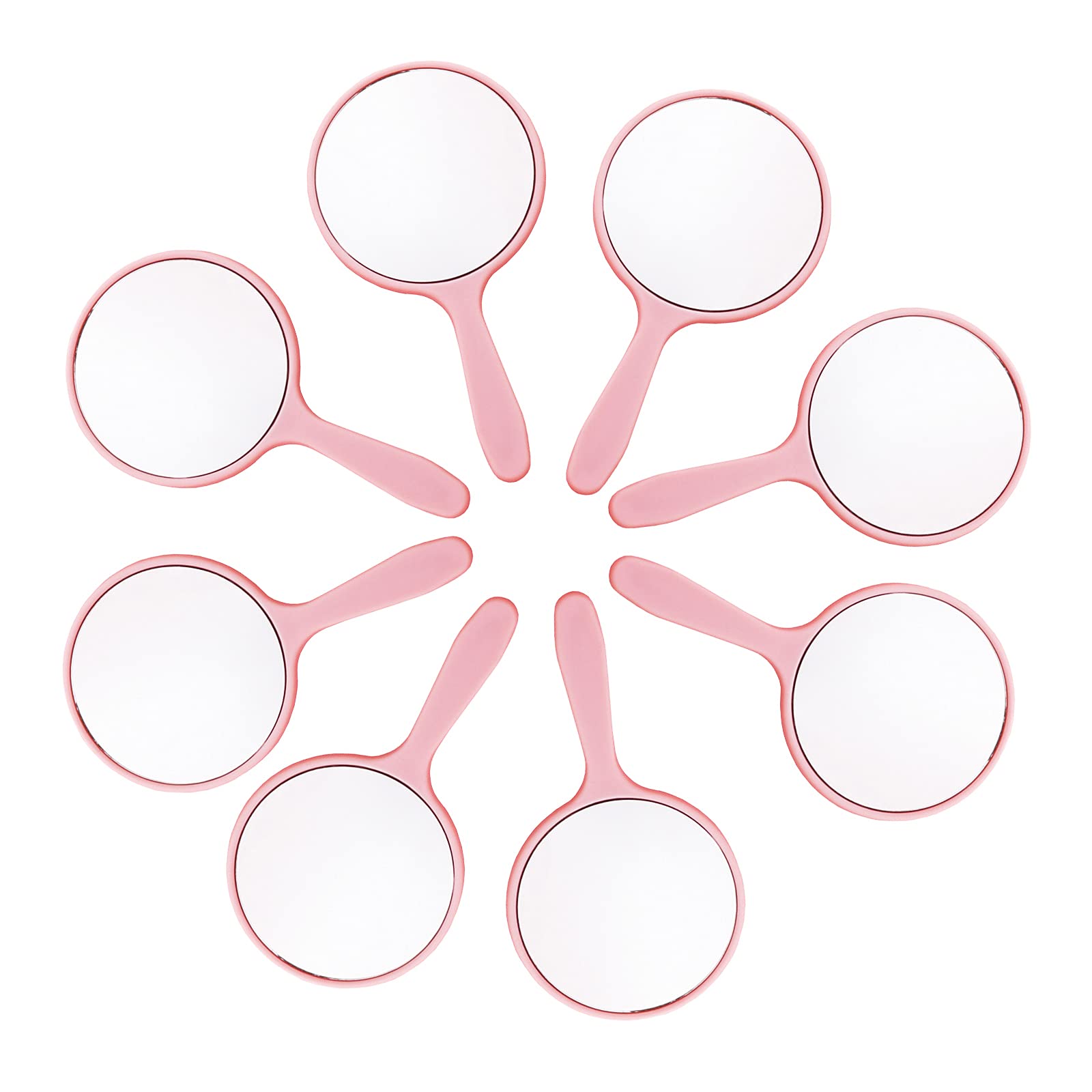 8 Pack Handheld Mirror Compact Travel Mirror with Handle - 4 Inch Round Portable Makeup Mirror for Women & Girls - Perfect for Travel, Camping, Makeup, Home & Daily Use