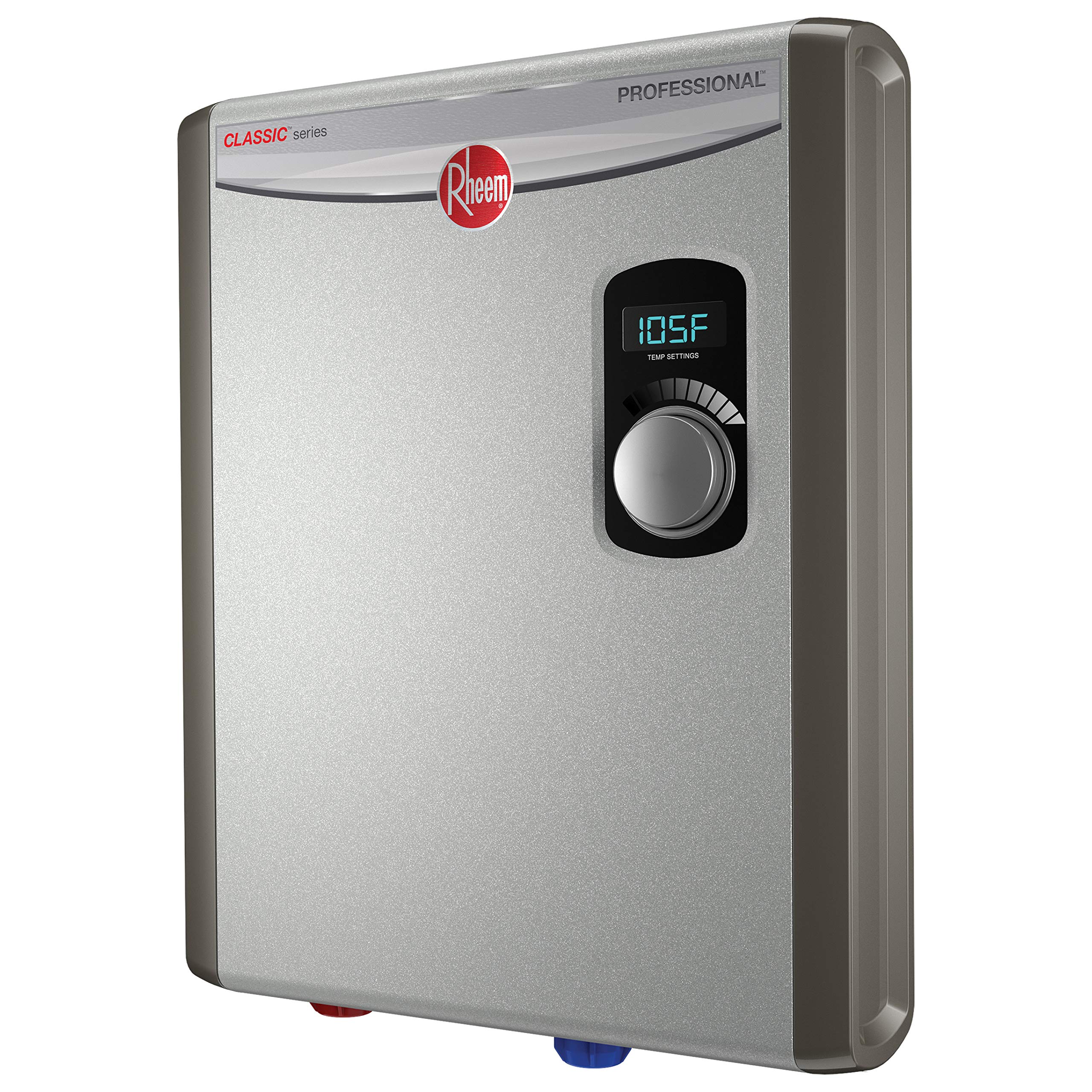 Rheem 18kW 240V Tankless Electric Water Heater - Energy Efficient On-Demand Hot Water System for Home, Bathroom & Kitchen (Gray) - Perfect for Showers, Washing Dishes & Laundry