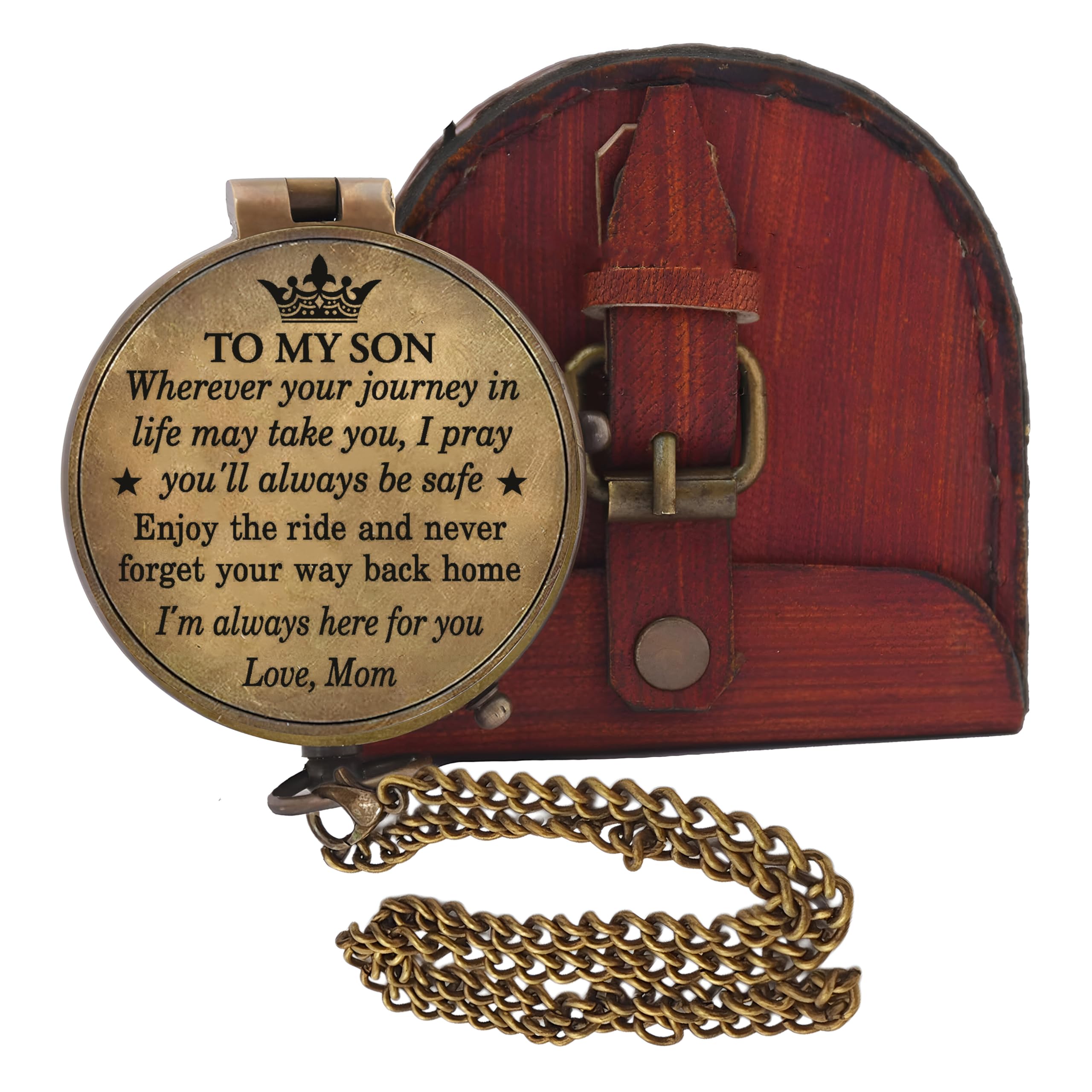 Compass Gift for Son from Mom - Engraved Mother to Son Keepsake - Graduation, Birthday & Confirmation Present for Boys - Perfect for Outdoor Adventures & Special Occasions
