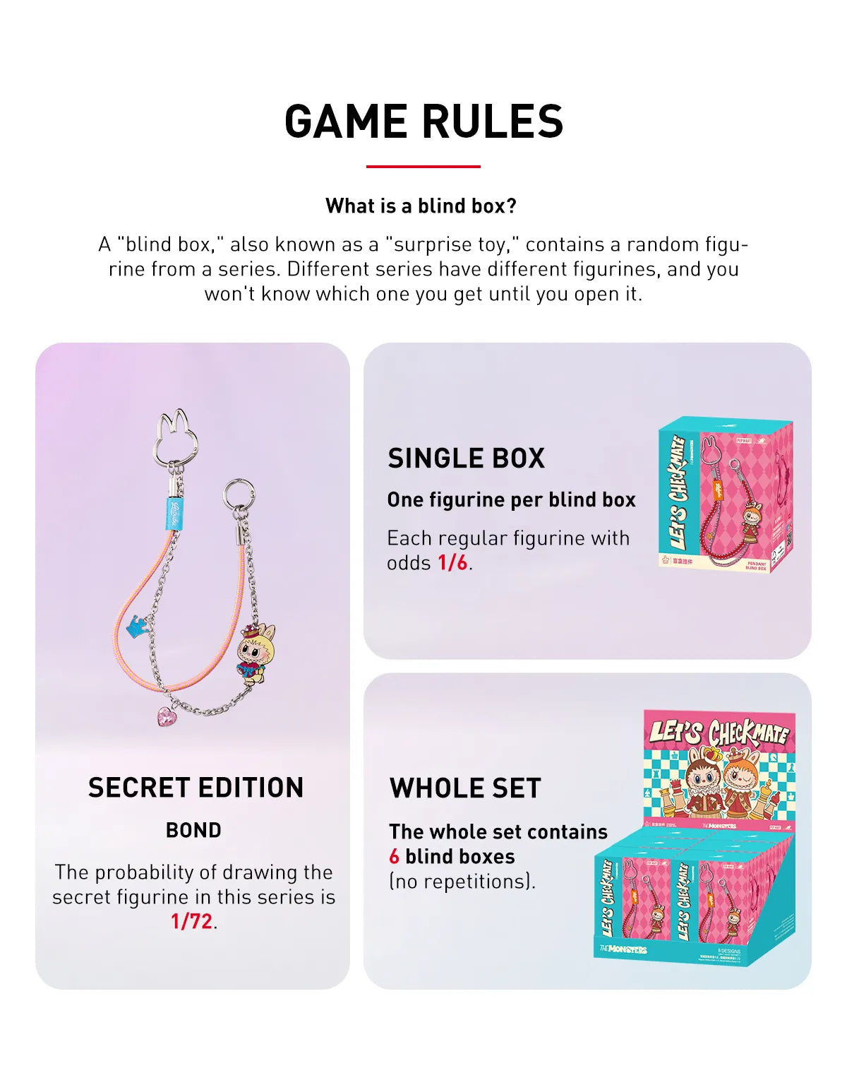 THE MONSTERS Let's Checkmate Series Pendant Blind Box - Cute Chess-Themed Collectible Charms for Kids & Adults - Perfect for Gifts, Party Favors, and Surprise Collectibles