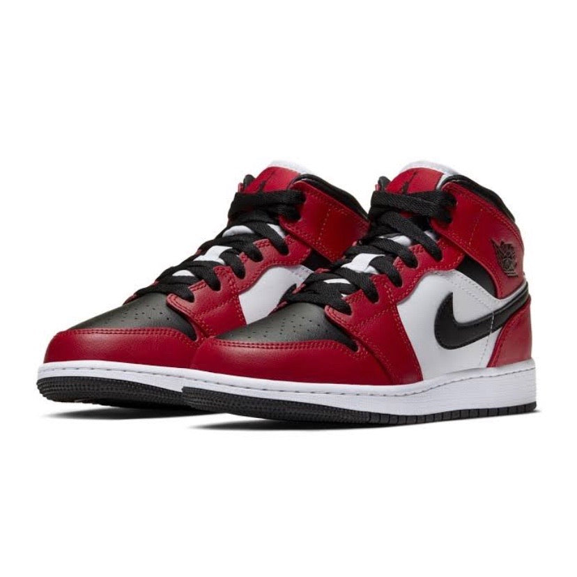 Air Jordan 1 Mid GS Chicago Black Toe Sneakers - Black/Gym Red Basketball Shoes for Women & Girls - Perfect for Gym, Streetwear & Casual Fashion