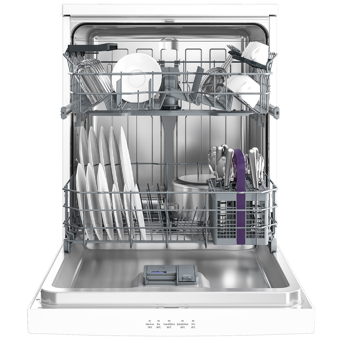 Beko 60cm Freestanding Dishwasher - 14 Place Settings, Energy Efficient, Quiet Operation, White (BDFB1410W) - Perfect for Small Kitchens, Apartments & Open Plan Living Spaces