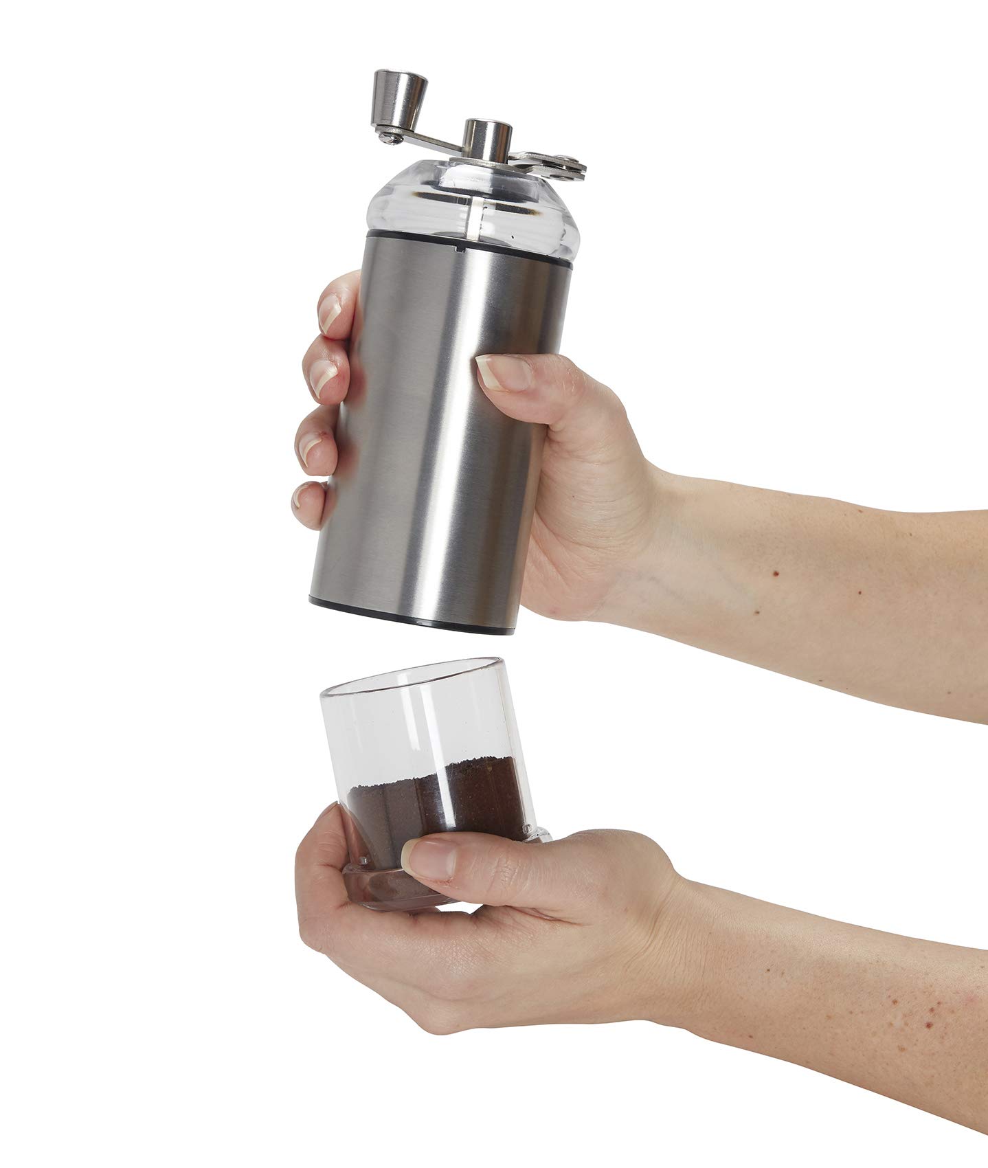 Premium Copco Compact Manual Adjustable Coffee Grinder - 6.5 Inch Stainless Steel Burr Mill for Fresh Ground Coffee - Perfect for Home, Office & Travel Use