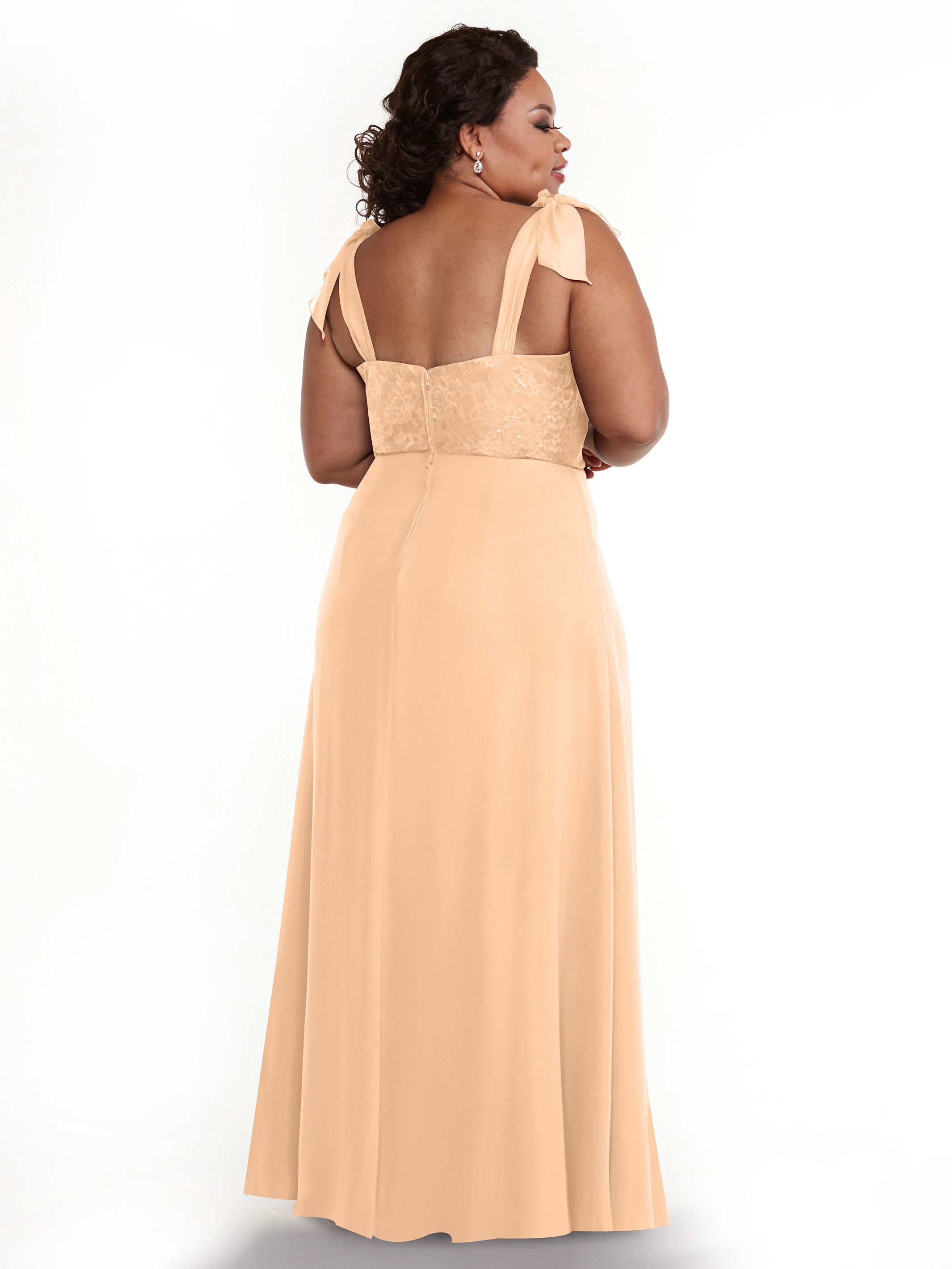 Elegant A-Line Bridesmaid Dress with Lace Bodice & Tulle Ribbon Straps - Perfect for Weddings, Formal Events & Special Occasions