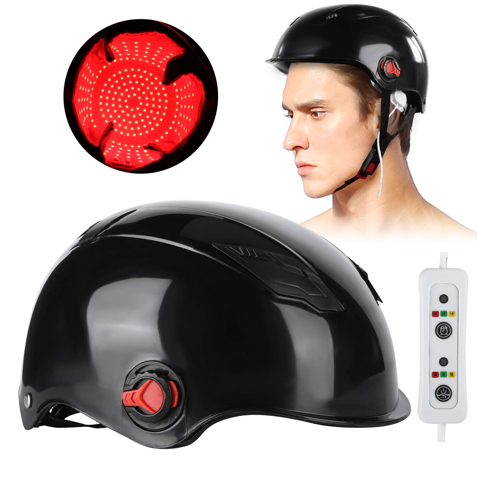 Hair Growth Helmet for Men & Women - 240 LED Light Beads Hair Loss Treatment Device with Scalp Massage, Black - Stimulates Hair Regrowth, Works with Hair Growth Serums (Not Included) - Perfect for Home Use & Salon Treatments