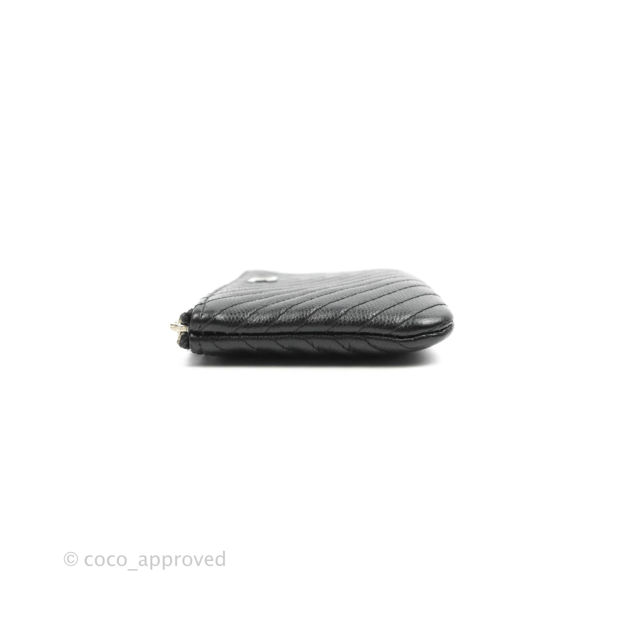 Chanel Chevron Mini O Case Black Caviar Leather with Silver Hardware - Luxury Crossbody Bag for Women, Perfect for Evening Out & Special Occasions