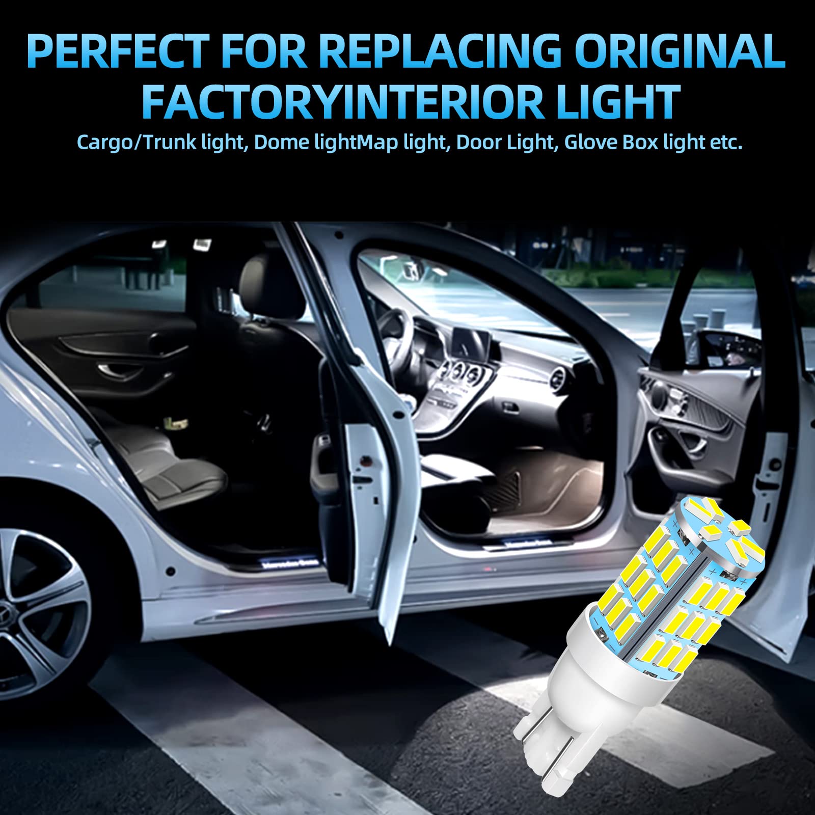 921 194 168 175 T10 LED Bulbs White 20-Pack - Super Bright 42-SMD LED Replacement for 12V RV, Camper, Trailer, Boat - Interior Dome, Map, License Plate & Backup Reverse Lights - Perfect for Night Driving and Vehicle Interior Lighting