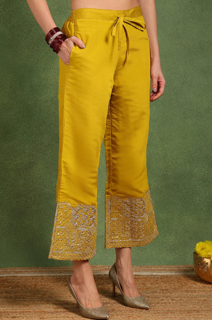 Elegant Yellow Silk Blend Kurta Set for Women | Comfortable & Stylish Indian Ethnic Wear | Perfect for Festivals, Weddings & Parties