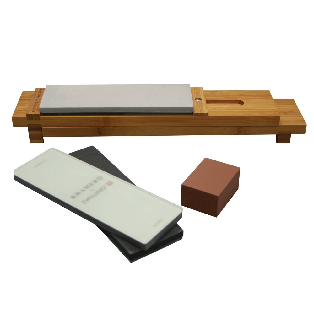 Bob Kramer by ZWILLING J.A Henckels 6-Piece Glass Water Stone Sharpening Set - Professional Knife Sharpening Kit for Chefs & Home Cooks - Perfect for Kitchen, Camping & Outdoor Cooking