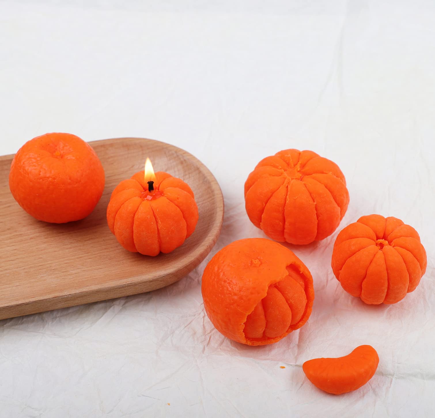 XALO 5-Piece Orange Fruit Silicone Candle Molds Set - DIY Fondant, Clay & Plaster Molds for Handmade Aromatherapy Candles, Cake Decorating, Halloween & Christmas Crafts - Perfect for Home Decor, Gift Making & Seasonal Celebrations
