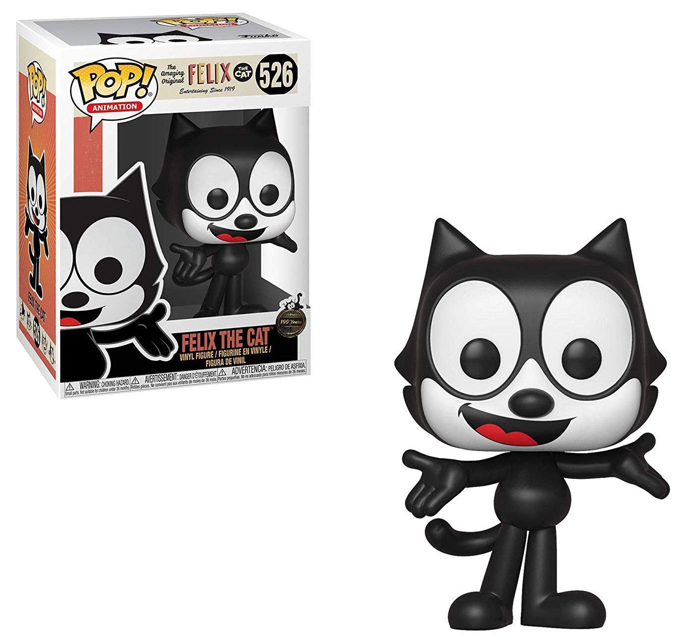 Felix The Cat Pop! Vinyl Figure #526 - Funko Pop Collectible Toy for Cat Lovers & Animation Fans - Perfect for Display, Gifts & Pop Culture Collections