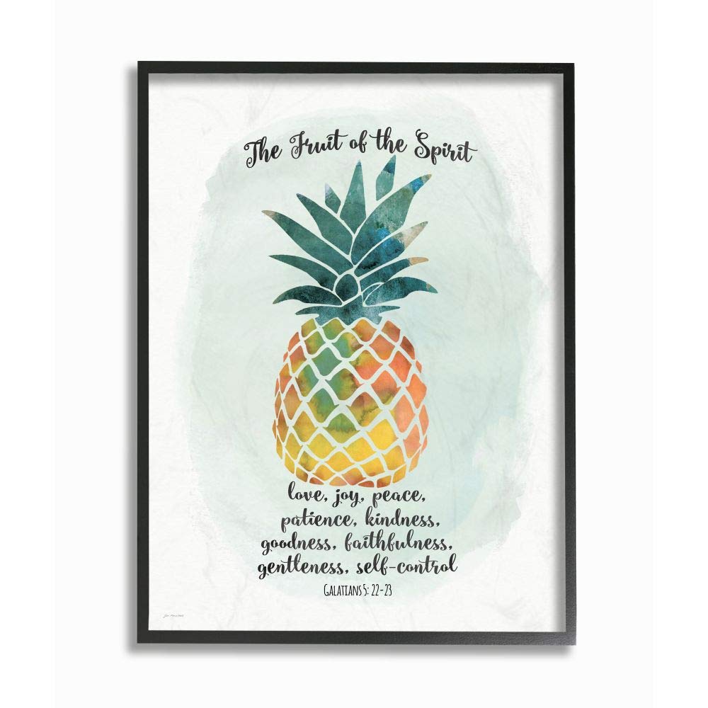 Stupell Industries Fruit of the Spirit Multicolored Pineapple Framed Wall Art - Vibrant Christian Home Decor for Living Room, Bedroom & Office