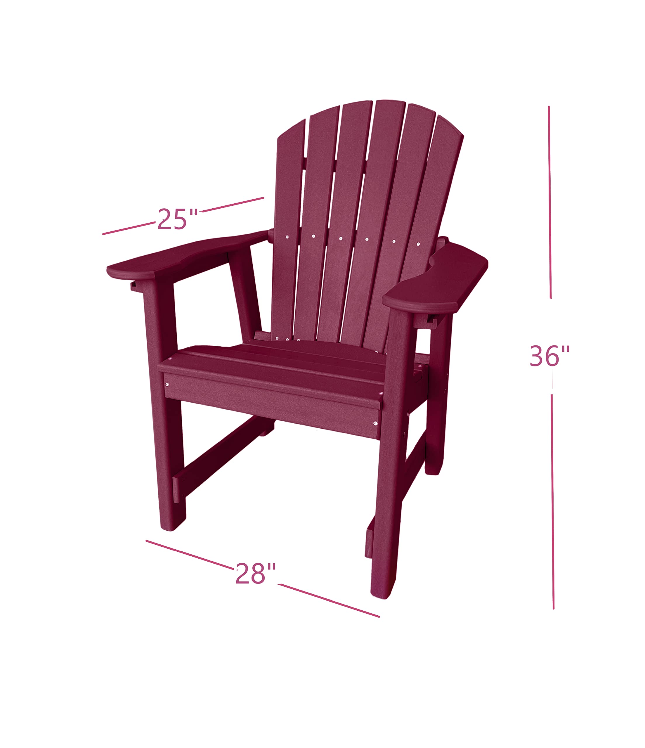 **Phat Tommy Weatherproof Recycled Poly Lumber Outdoor Dining Chair – Durable Dark Red Patio Furniture for Backyard, Garden & Poolside Relaxation**
