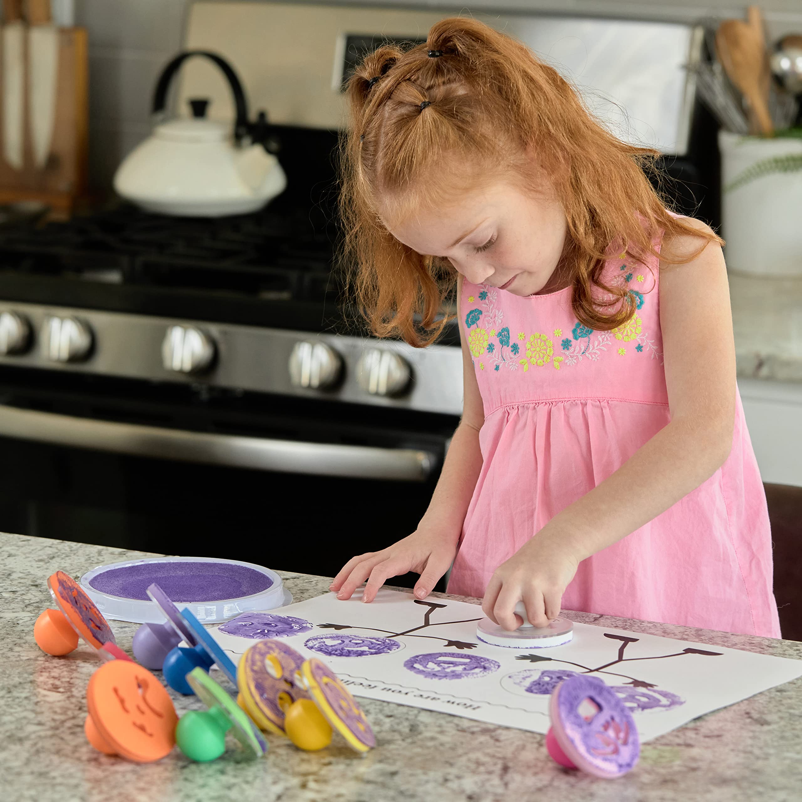 READY 2 LEARN Giant Feelings Stampers Set of 10 - Easy Grip Foam Stamps for Kids Arts & Crafts - Perfect for Classroom Posters, DIY Projects, Birthday Cards & Scrapbooking