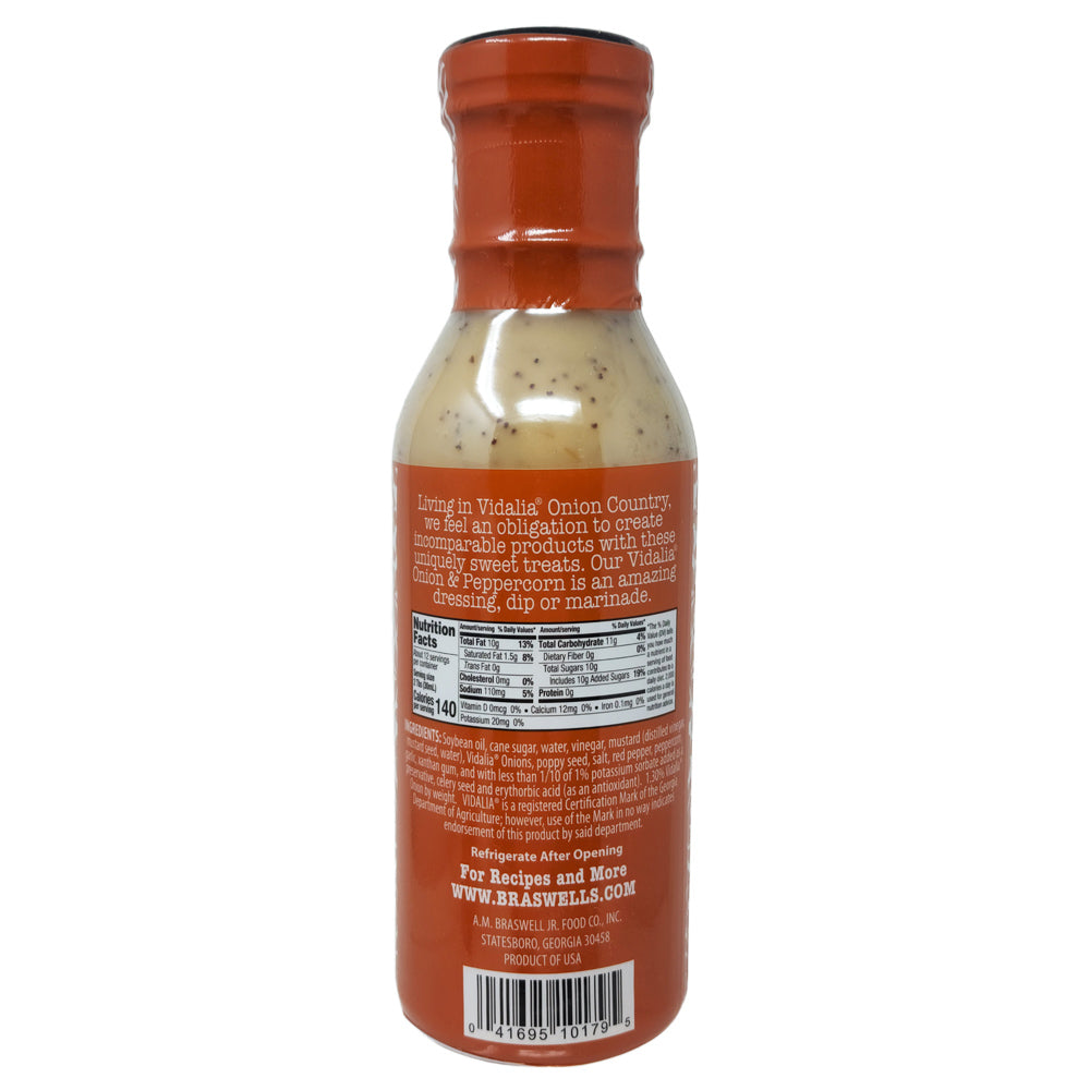 Braswell's Creamy Vidalia Onion Peppercorn Dressing - 12 oz Bottle | Tangy & Sweet Salad Dressing | Perfect for Salads, Sandwiches & Dipping Sauces