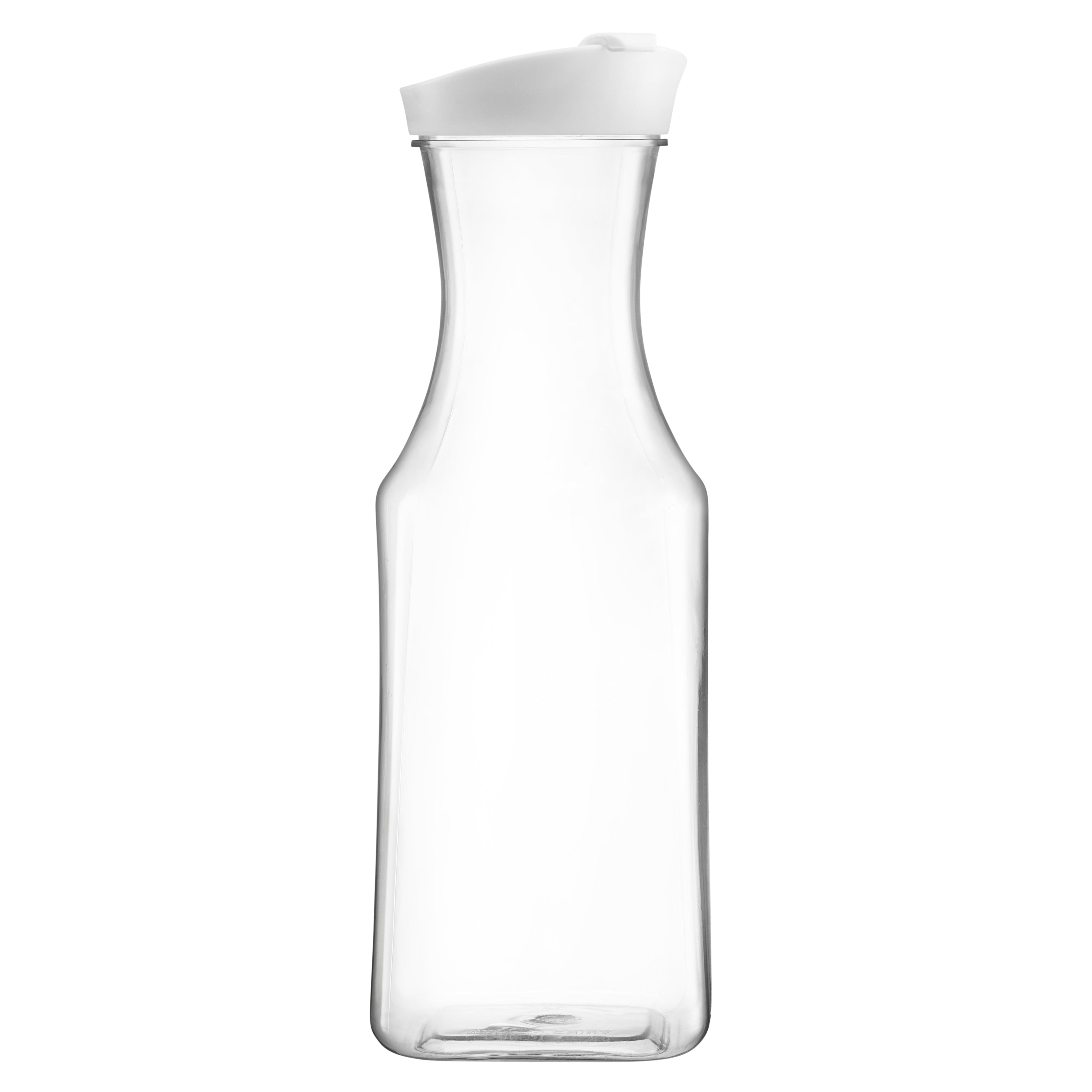 Clear Square Bottom Plastic Pitcher with White Lid - 1 Count (64oz) | BPA-Free, Durable & Leak-Proof | Perfect for Iced Tea, Lemonade, Juice & Water Dispenser at Parties, Restaurants & Home Use