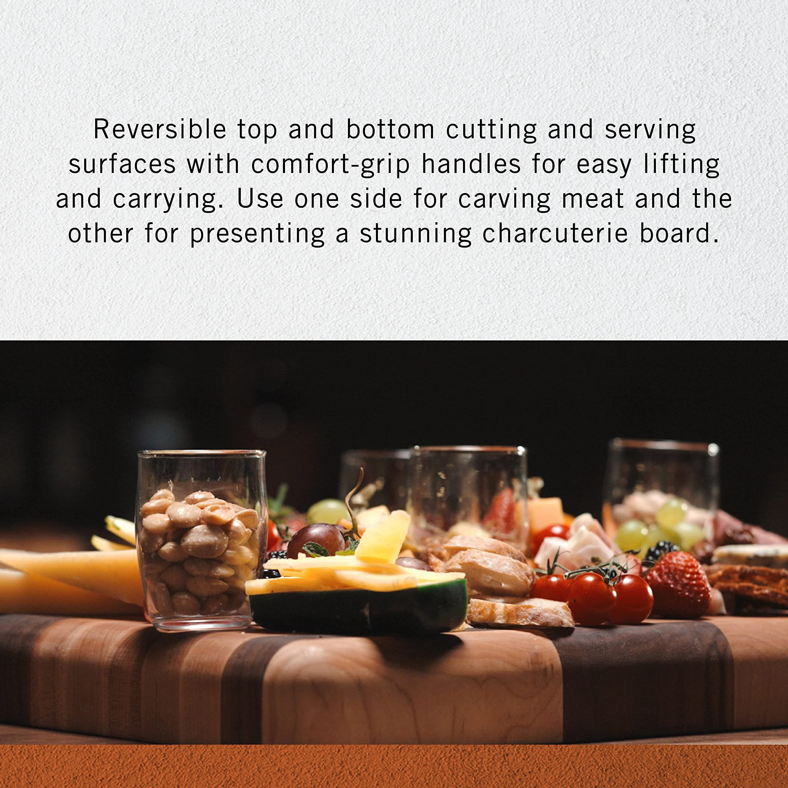 Premium Walnut and Maple End Grain Cutting Board with Juice Groove - 14