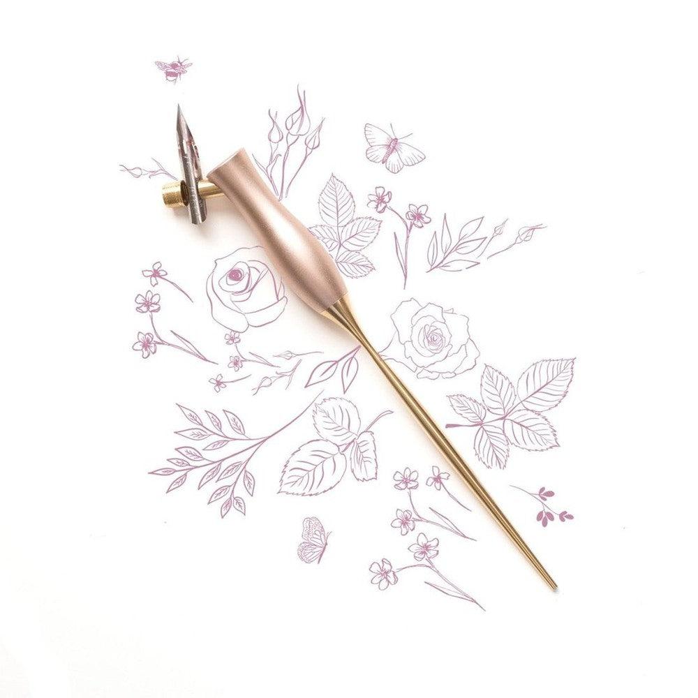 Tom's Studio Premium Wooden Calligraphy Nib Holder - Bloom Design for Dip Pen Writing, Perfect for Beginners & Professionals - Ideal for Wedding Invitations, Hand Lettering, Art Projects & DIY Crafts
