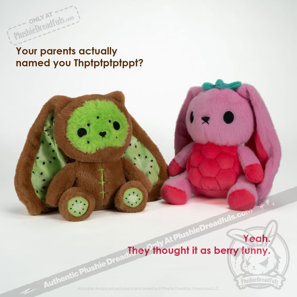 Plushie Dreadfuls Raspberry Bunny Stuffed Animal Toy - Soft Cuddly Bunny Plush for Kids, Gift & Home Decor