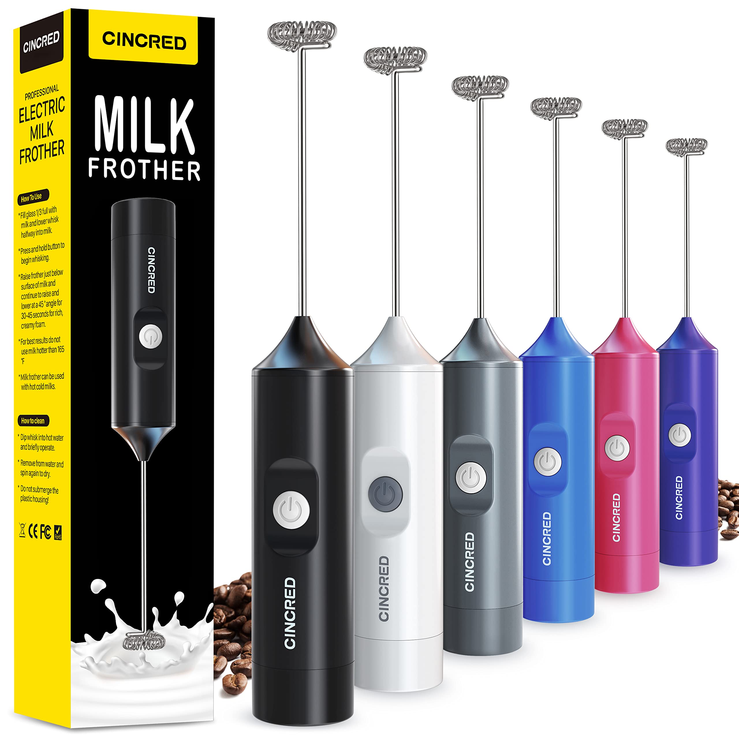 Electric Milk Frother Handheld - Battery Operated Mini Whisk for Coffee, Latte, Cappuccino, Hot Chocolate | Foam Maker & Drink Mixer | Perfect for Home, Office & Travel (Black)