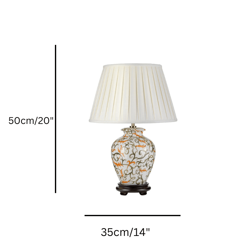 Elstead Soling 1 Light Ceramic Table Lamp in Green & Orange - Modern Home Decor for Living Room, Bedroom, or Office Lighting
