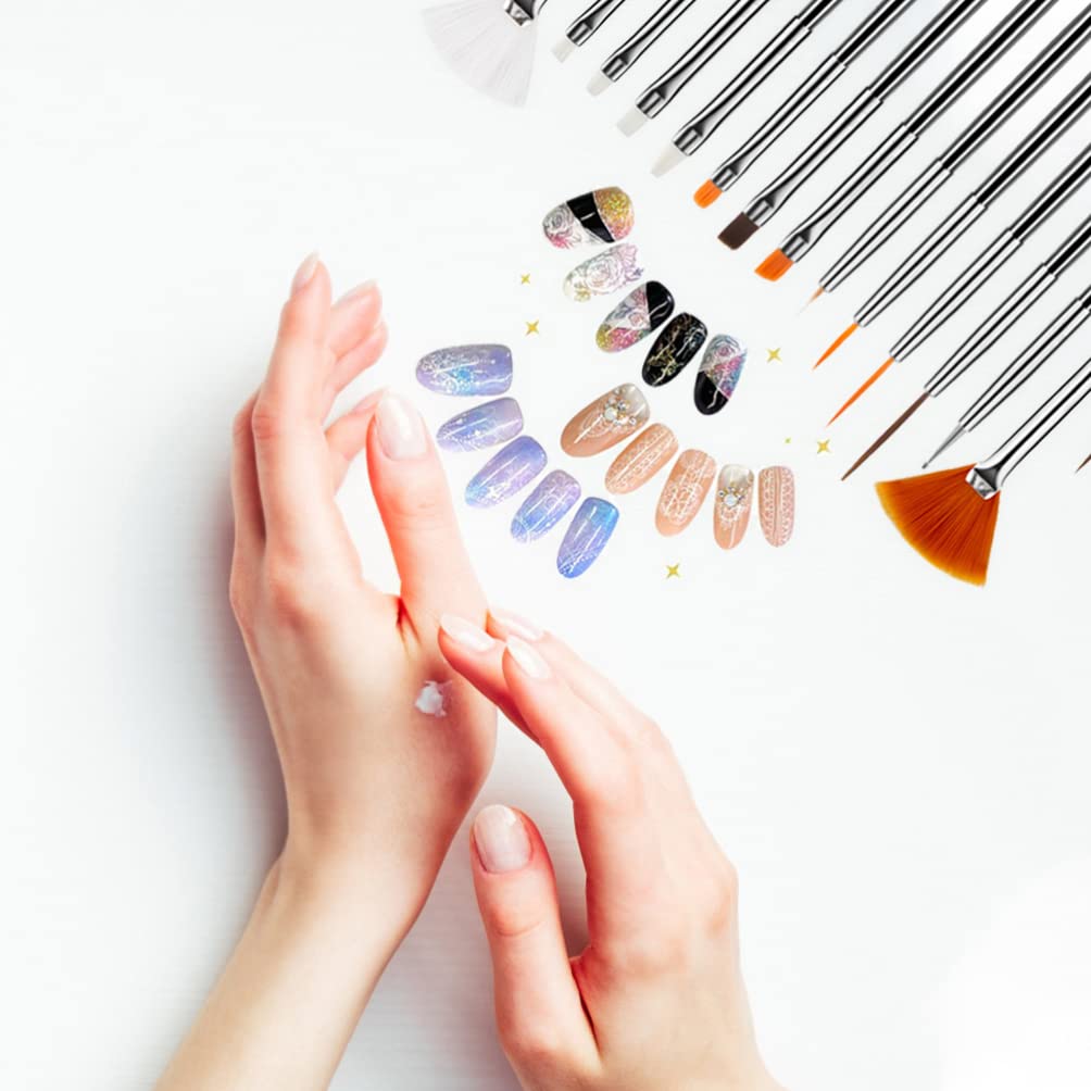 Professional Nail Art Brush Set - Round Acrylic Nail Brush & Painting Pen for 3D Nail Design, Perfect for Salon & Home Manicure, Portable Nail Tools for DIY Nail Art, Includes Plastic Eyeliner Brush (Great for Beginners & Professionals) - Ideal for Gel Polish, Acrylic Nails & Nail Extension Application