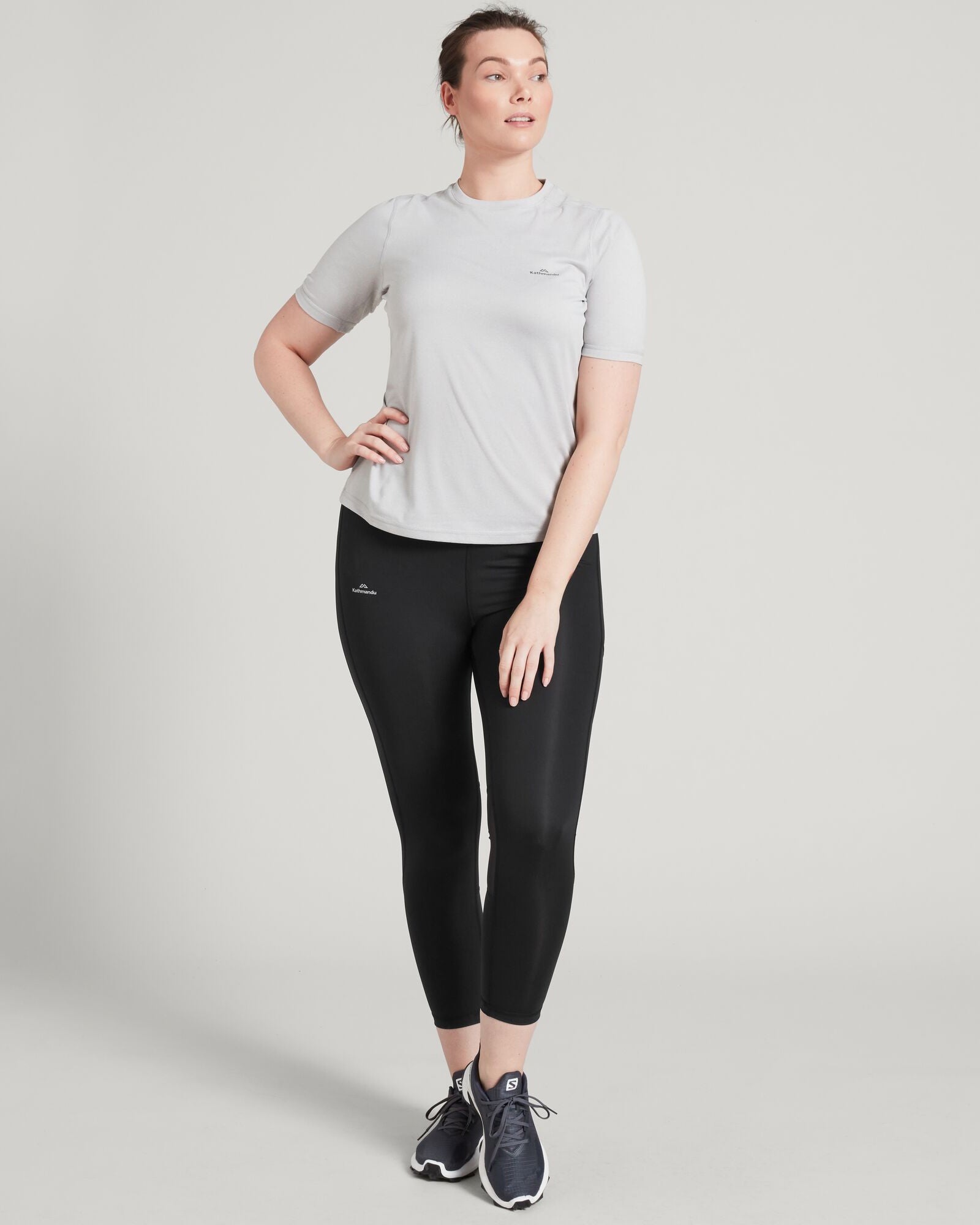 Accion Women's DriMOTION Short Sleeve Moisture-Wicking T-Shirt - Mid Grey Marle - Perfect for Running, Yoga & Outdoor Activities
