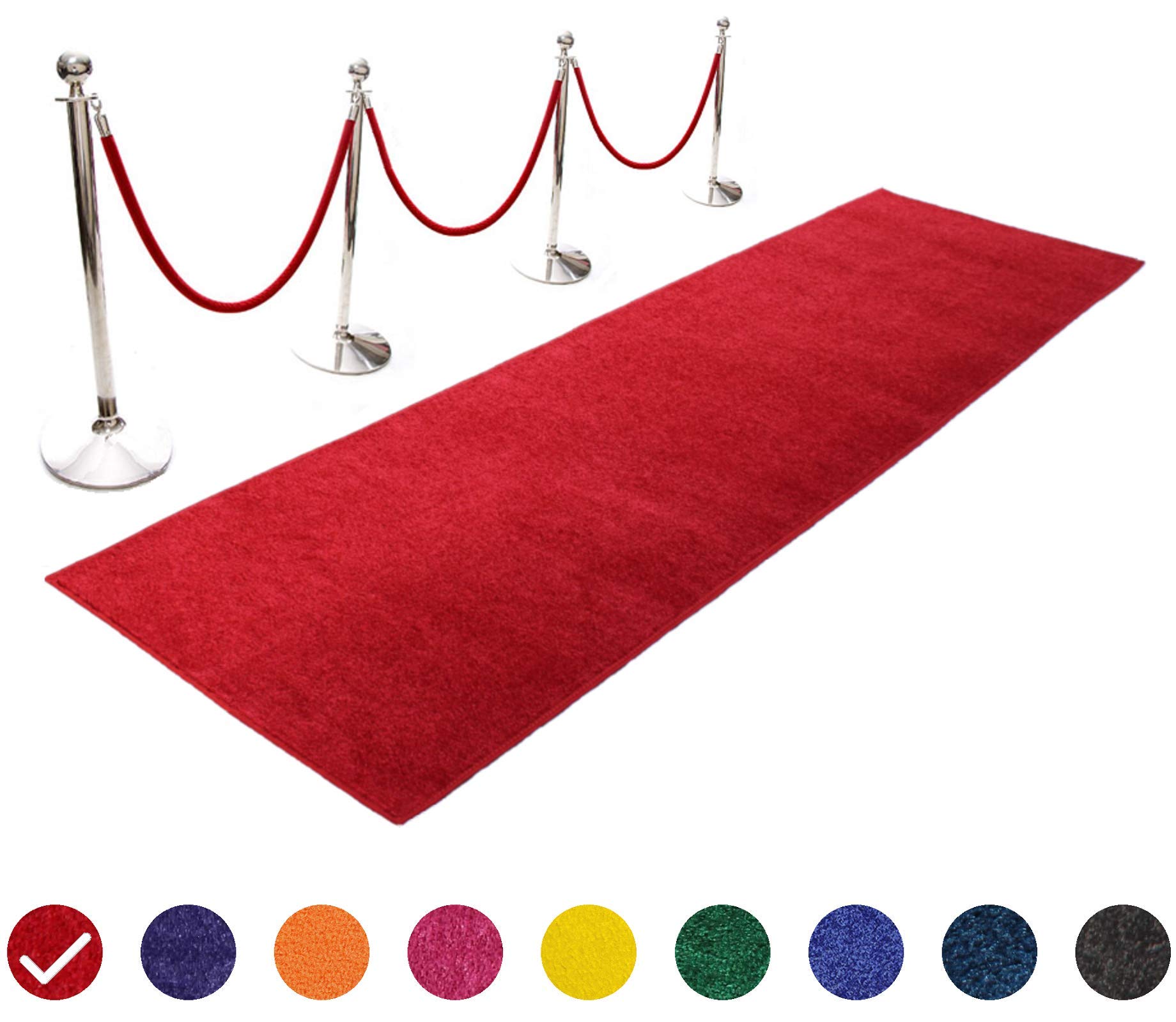 Premium Red Event Carpet Aisle Runner - 4x10 ft Plush Pile Rug with Non-Slip Backing & Durable Binding - Perfect for Weddings, Parties, Church Ceremonies & Home Decor