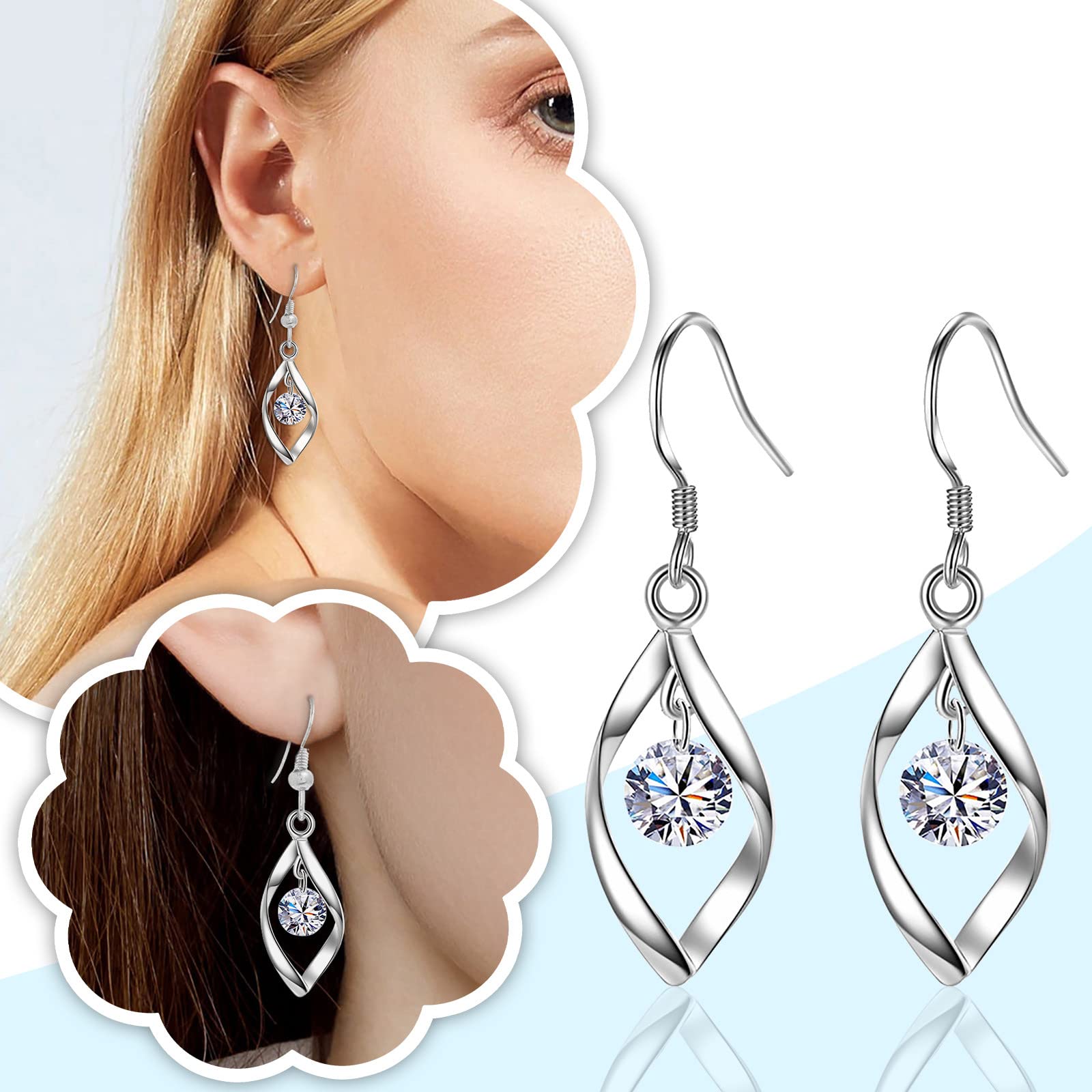 925 Sterling Silver Pearl & Diamond Drop Earrings for Women - Hypoallergenic Dangle Bridal Jewelry | Elegant Wedding, Party & Evening Wear Accessories