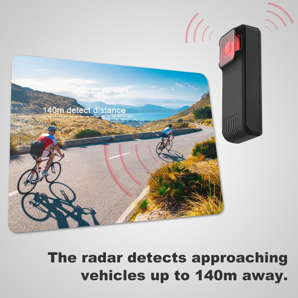 Bike Radar Tail Light with Visual & Audible Alerts - Compatible with Garmin Wahoo Bike Computers & Smartphones - Enhanced Cycling Safety for Night Rides & Urban Commutes