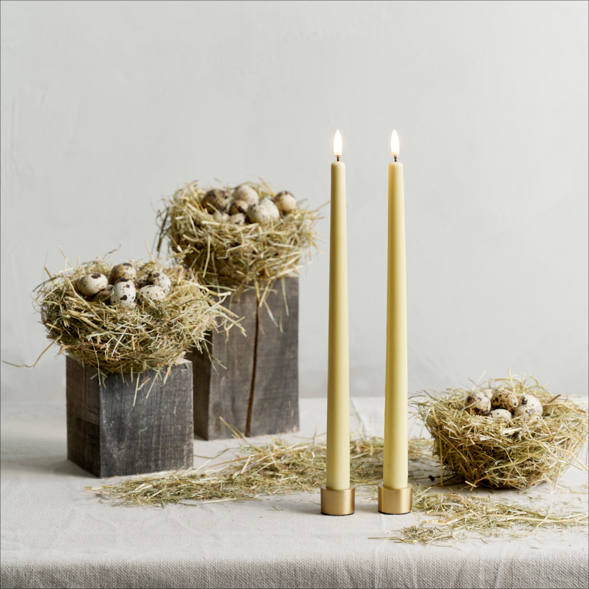 UYUNI Matte Brass Metal Taper Candle Holders Set of 2 - Elegant Table Decor for Dining Room, Wedding Centerpieces & Romantic Home Decor