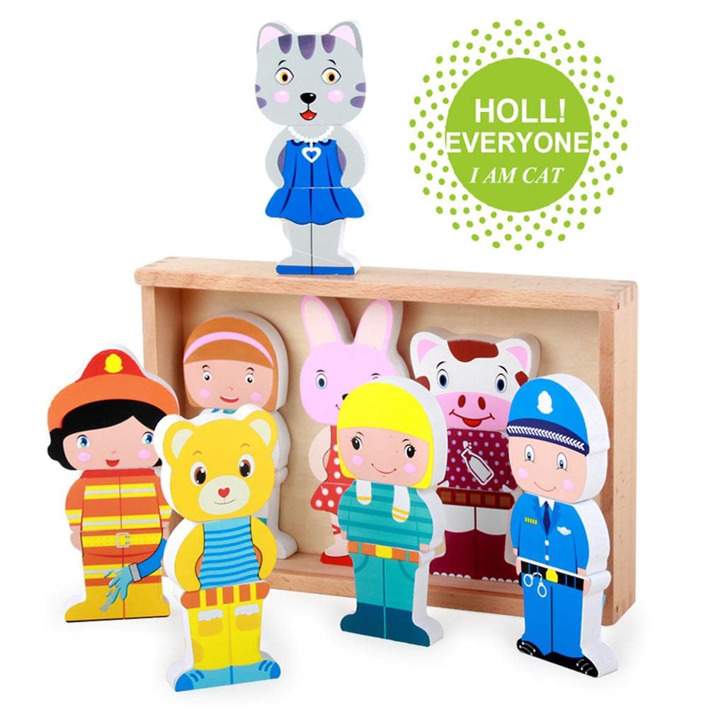 Enakshi Wooden Magnetic Cartoon Animals Matching Game - Educational Kids Toy for Preschool Learning & Pretend Play | Montessori Toy for Toddlers | Perfect for Birthday Gifts & Classroom Activities