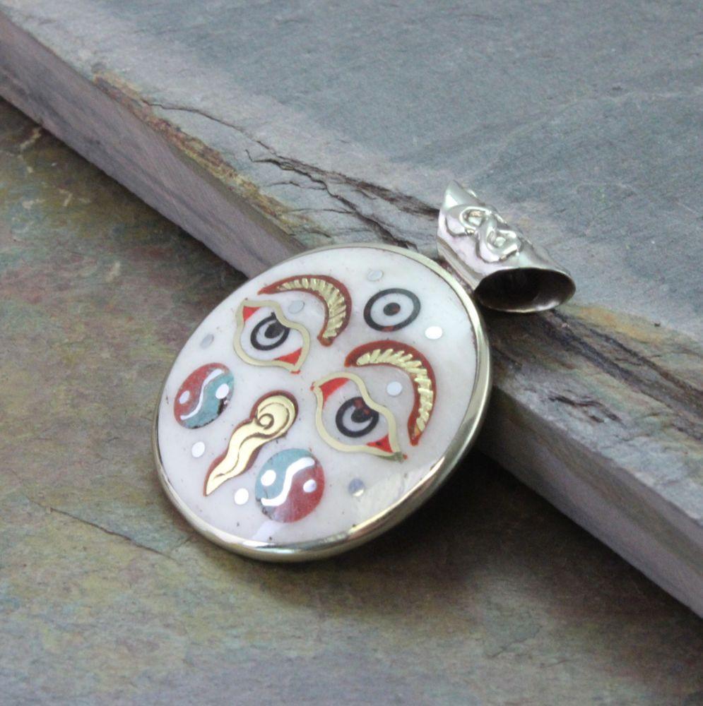 2-Sided Bone Pendant with Dorje Design - Tibetan Buddhist Jewelry for Meditation & Spiritual Protection - Perfect for Yoga, Prayer & Energy Healing