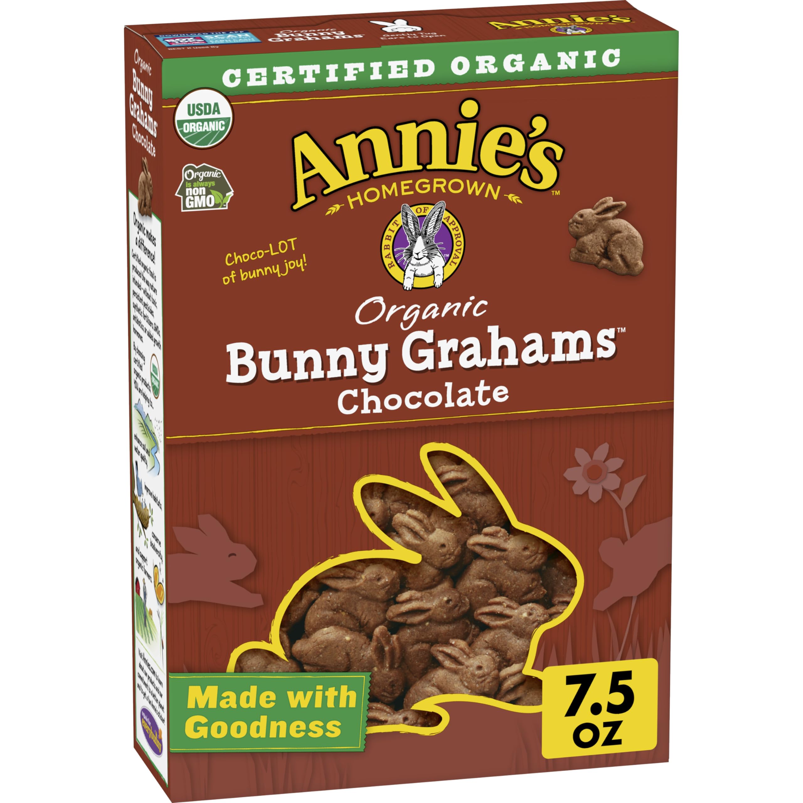 Annie's Organic Chocolate Bunny Graham Snacks - 7.5 oz Easter Treats for Kids | Healthy School Lunch Snacks, Birthday Party Favors & Holiday Gift Baskets
